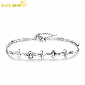 Браслет SACE GEMS из медного сплава с цирконом — стильный и изысканный свадебный подарок для подруги белый