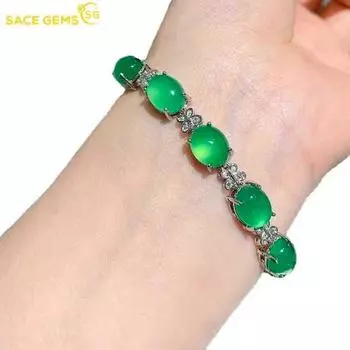 Браслет SACE GEMS из медного сплава с цирконом — стильный и изысканный свадебный подарок для подруги зелёный