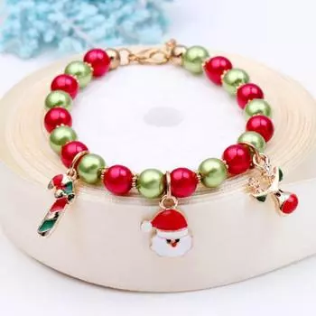 Браслет Санта-Клауса Браслет с оленями Рождественский подарок красный