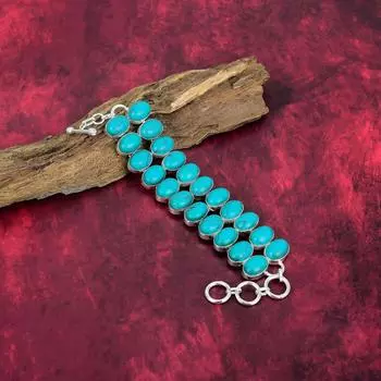 Браслет Santa Rosa Turquoise из цельного серебра 925 пробы, браслет ручной работы с драгоценными камнями, подарки для жены, совершенно новый браслет Adjustable With 8 Inches синий