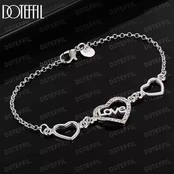 Браслет-сердце из стерлингового серебра 925 пробы, свадебные украшения 20cm