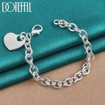 Браслет-сердце из стерлингового серебра 925 пробы, свадебные украшения 20cm