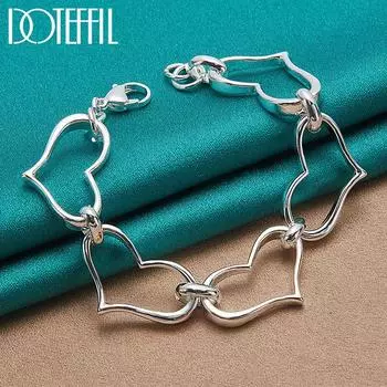 Браслет Сердце Романтический Подарок Серебряные Бижутерия 20cm