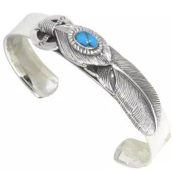 Браслет Серебряный 925 Браслет Бирюзовый Производитель Бирюзовый Перо [cmy select] Мужской Мужской (14 толстый)