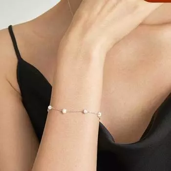 Браслет-шар из бисера с жемчугом и стразами, женский, из стерлингового серебра 925 пробы, освежающий, элегантный, универсальный