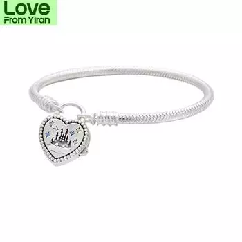 Браслет Шарм 925 стерлингового серебра браслет замок браслет для бисера Diy ювелирные изделия женский подарок 19cm