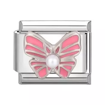 Браслет-шарм с бантом, Звено из нержавеющей стали, Итальянское звено-шарм, Новые украшения, Женский Pink Butterfly