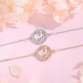 Браслет Shengli из стерлингового серебра 925 пробы с оленем, ювелирные изделия All Way with You, простой рождественский подарок для женщин Adjustable size