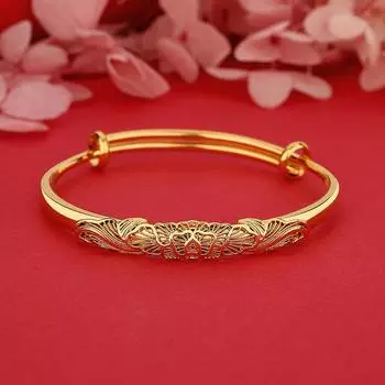 Браслет «Шепчущий пьяный цветок», однотонный толкаемый и регулируемый модный золотой браслет в этническом стиле для макияжа с выцветанием Adjustable size