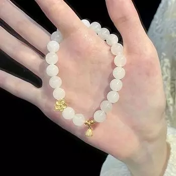 Браслет Shili Peach Blossom для женщин, легкий, роскошный, темпераментный, синтетический, хетиан, нефрит, ландыш, браслет с бусинами, ювелирные изделия