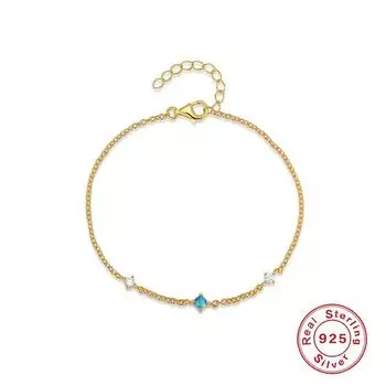 Браслет-скрепка из стерлингового серебра 925 пробы, простой, с комбинацией бирюзы и циркония, парный, для повседневной носки 925 Silver