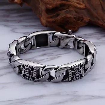 Мужской браслет с черепом Однотонный мужской браслет 22cm