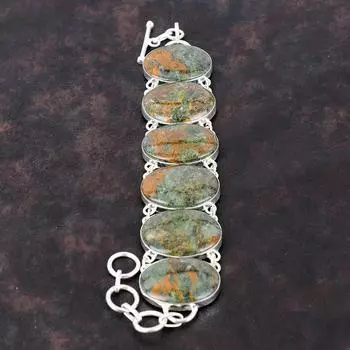 Браслет со спессартиновым гранатом в известняке, браслет из стерлингового серебра 925 пробы, регулируемый браслет-цепочка ручной работы, ювелирные изделия из драгоценных камней, подарки на годовщину Adjustable