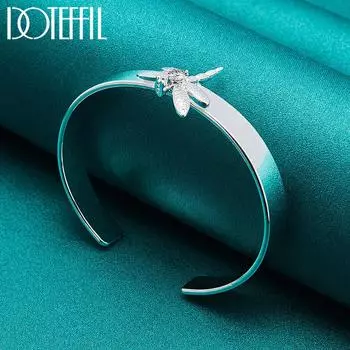 Браслет со стрекозой из стерлингового серебра 925 пробы с цирконием AAA, модные свадебные украшения 6.3cm