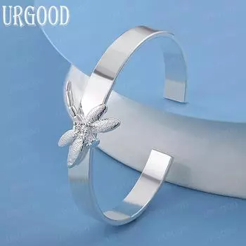 Браслет со стрекозой из стерлингового серебра 925 пробы с цирконием AAA, модные свадебные украшения 58MM