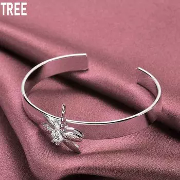 Браслет со стрекозой из стерлингового серебра 925 пробы с цирконием AAA, модные свадебные украшения 58MM