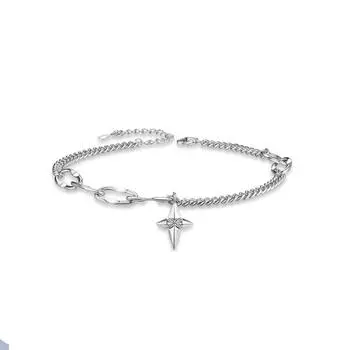 Браслет со звездами из стерлингового серебра S925 для мужчин и женщин, корейская версия, элегантный и персонализированный браслет, посеребренные украшения из 18-каратного золота Adjustable size