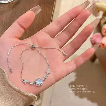 Браслет со звездой из ледяного голубого циркония - элегантные высококачественные женские украшения S498 серебряный