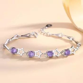 Браслет со звездой из стерлингового серебра S925, простой браслет со звездой в сказочном стиле, японский и корейский браслет с инкрустацией из циркона, женские модные аксессуары Adjustable size