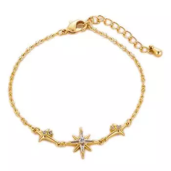 Браслет со звездой, покрытый золотом 18 карат, браслет со звездой из стерлингового серебра 925 пробы с кубическим цирконием и драгоценными камнями