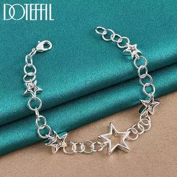Браслет со звездой, серебряные романтические украшения 20cm