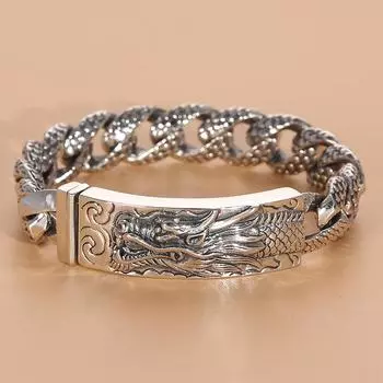 Браслет Solide S925 из стерлингового серебра, новая мода, классика, чешуя дракона, конское бедро, цепочка, чистое серебро, ювелирные изделия для рук 18cm