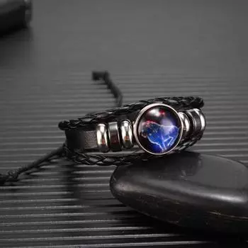 Браслет-созвездие унисекс, многослойная плетеная искусственная кожа, регулируемый сплав, светится ночью, астрологические украшения, объятия, удача, внутренний покой Taurus