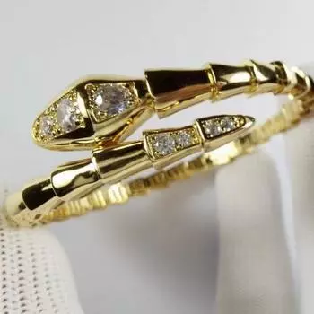 Браслет Spirit Snake для женщин, толстый слой, голова и хвост, бриллиант, живой рот, весенний браслет one size(16-22CM)