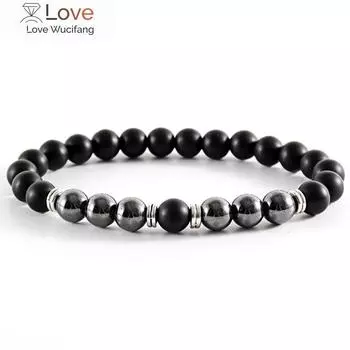 Браслет Strand для мужчин, модный, ручная работа, 8 мм, матовый браслет из гематитового камня, для мужчин, ювелирные изделия, подарок, Pulsera Hombre