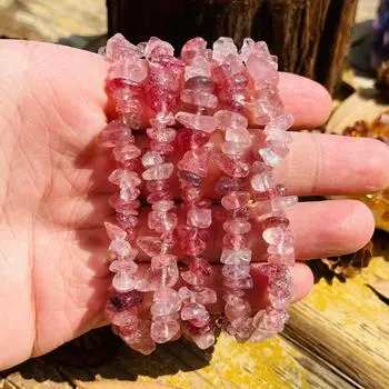 Браслет Strawberry Essence с натуральными хрустальными бусинами, эластичный дизайн, браслет с лечебной энергией 7,5 дюймов 7.5mm