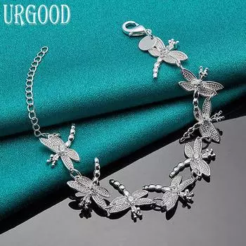 Браслет-стрекоза из стерлингового серебра 925 пробы Романтические украшения 20cm