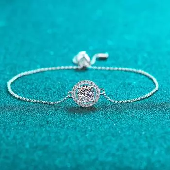 Браслет-сумка из стерлингового серебра 925 пробы с муассанитом и бриллиантами в 1 карат, прошедший тест, идеальная огранка, для женщин. Подарите своей девушке подарок на день рождения