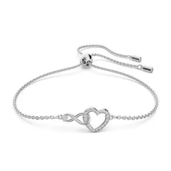 Браслет Swarovski Hyperbola Infinity And Heart Rhodium 5524421 для женщин белый