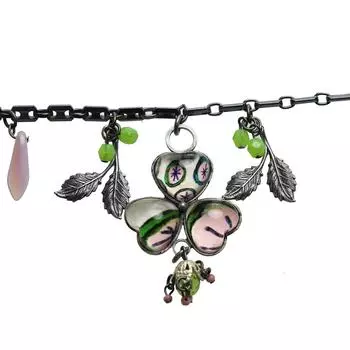 Браслет TAMARUSAN розовый лимонно-фиолетовый стеклянные бусины подарок стильный роскошный