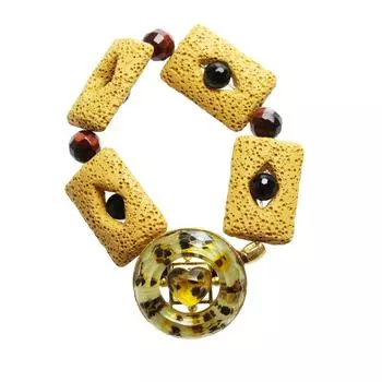 Браслет TAMARUSAN Yellow Tabby Cat Mule Tiger Eye Gorgeous