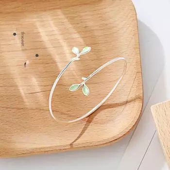 Браслет Tender Leaf из серебра 925 пробы с опалом, женский корейский простой студенческий браслет с лесом, дикий браслет с регулируемым отверстием