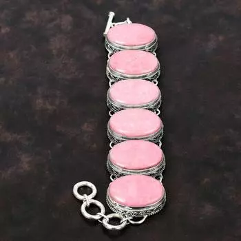 Браслет Thulite Ювелирные изделия ручной работы Браслет из драгоценных камней Браслет из стерлингового серебра 925 пробы Регулируемый браслет-цепочка Винтажный браслет Подарок на годовщину Adjustable