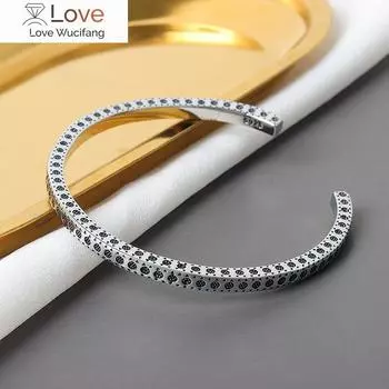 Браслет трендовый 925 стерлингового серебра винтажный браслет-манжета с подвесками и браслет для женщин и мужчин модные элегантные ювелирные изделия