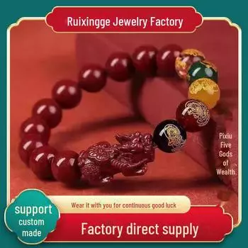 Браслет удачи Pixiu Cinnabar Pixiu 2025 года — женские украшения для богатства по знаку зодиака