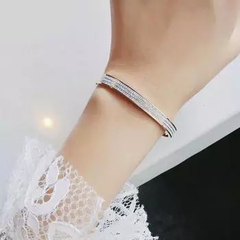 Браслет Unfade из титановой стали со сверкающими стразами для пар, браслет с отверстиями серебряный