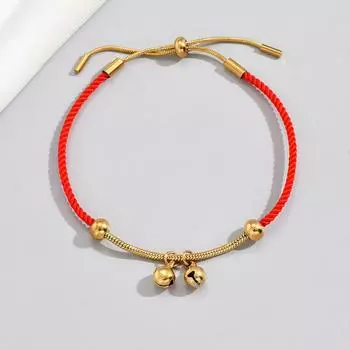 Браслет уникального дизайна с модной и простой красной веревкой и подвеской-колокольчиком