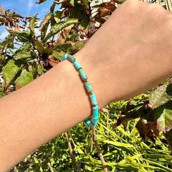 Браслет унисекс из натурального драгоценного камня Maanshan бирюзовый, гладкий, растягивающийся браслет в форме колеса