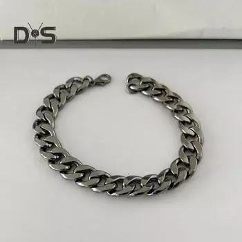 Браслет унисекс из титановой стали с ажурной цепочкой, однотонный, прочная конструкция, блестящий, панк, хип-хоп, полированный, подарок на день рождения, ювелирные изделия чёрный