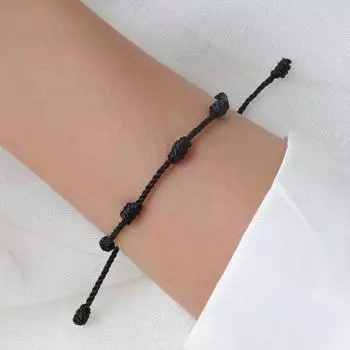 Браслет унисекс с 7 узлами, классический регулируемый плетеный браслет на удачу, ювелирные аксессуары красный