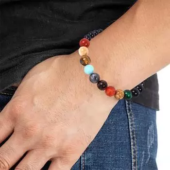Браслет унисекс с эластичным шнуром, многоцветный, гладкий, с глазурью и стеклом, лечебные украшения, положительный энергетический баланс, повседневная одежда, браслет для вечеринок и пар