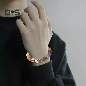 Браслет унисекс с эластичным шнуром, многоцветный, гладкий вулканический камень, лечебные украшения, положительный энергетический баланс, повседневная одежда, браслет для вечеринок и пар F