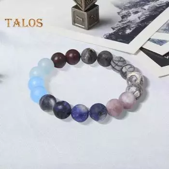 Браслет унисекс с эластичным шнуром, многоцветный, гладкий вулканический камень, лечебные украшения, положительный энергетический баланс, повседневная одежда, браслет для вечеринок и пар C