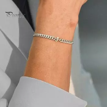 Браслет унисекс с буквенным шармом, полая толстая цепочка, регулируемая с удлиненной цепочкой, браслет с инициалами, подарок паре на День святого Валентина K