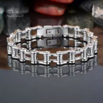 Браслет унисекс с дизайном мотоциклетной цепи из нержавеющей стали в стиле панк-хип-хоп, гладкий браслет на запястье для различных случаев