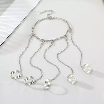 Браслет унисекс с геометрической цепочкой на запястье для мужчин и женщин, браслет с кольцом в стиле панк для клуба